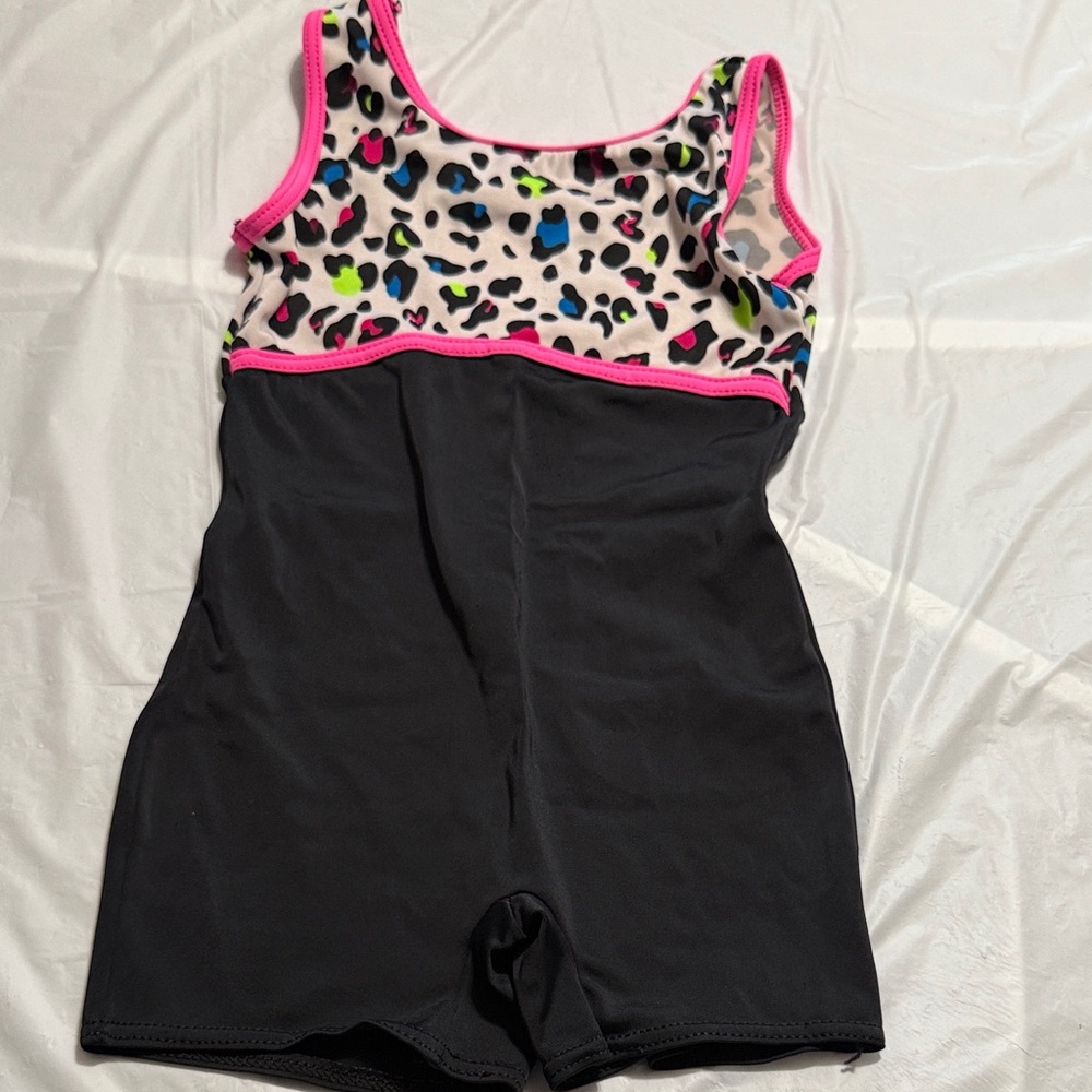 Balera Black and Pink Leopard Print Kids Leotard